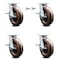 Service Caster 8 Inch Kingpinless High Temp Phenolic Wheel Caster Brakes 2 Swivel Locks, 4PK SCC-KP30S820-PHRHT-SLB-BSL-2-SLB-2 - alternate 1